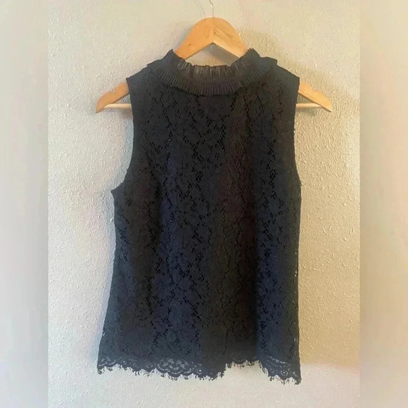 J Crew Lace Sleeveless Blouse, S, Black, Ruffles, Romantic Goth - Picture 4 of 8
